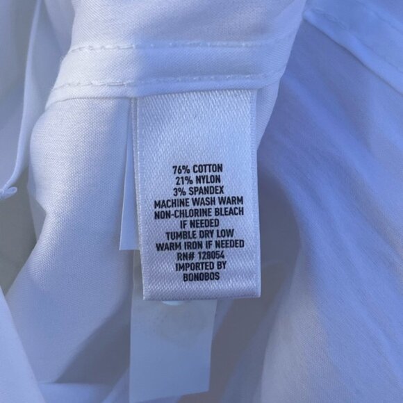 BONOBOS | Cotton Stretch Shirt Slim Fit White Button Up Long Sleeve 15/34 - Picture 4 of 4